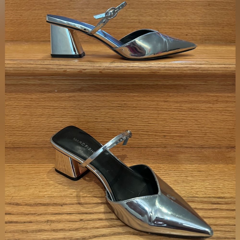 Marc Fisher Silver Block Heel shoes - size 7